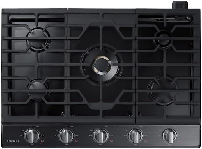Samsung30" Built In Smart Gas Cooktop with 22k BTU Dual Power Burner, 5 Burners, Black Stainless Steel, NA30N7755TG/AA