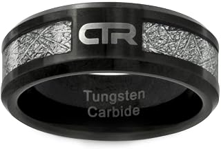 J194 Size 8-12 Cosmos Tungsten Carbide with Imitation Meteorite Inlay Ring Mormon LDS CTR