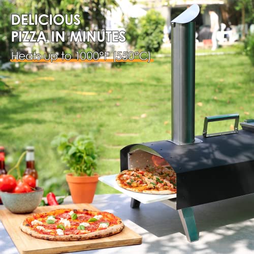 Richya Pizza Oven Ps-03 Outdoor Wood Pellet Pizza Oven With 12" Pizza Stone, Portable Stainless Steel Wood Fired Pizza Maker For Camping, Picnic, Party (Black) #TOP4