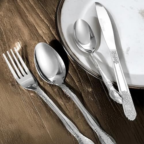 FORTUNETEC Premium Tableware Set for Home Dining, Strong, Elegant Stainless Steel Cutlery with Fork, Knife, Spoon and Teaspoon, Elegant and Rust-resistant