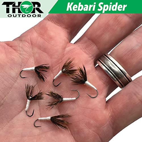 Thor Outdoor Tenkara Fly Set - 6 Pc Sakasa Kebari Spider - Cream - Hook Size #12 - Reverse Hackle Wet Fly Fishing Flies For Trout, Panfish And Bass #TOP5