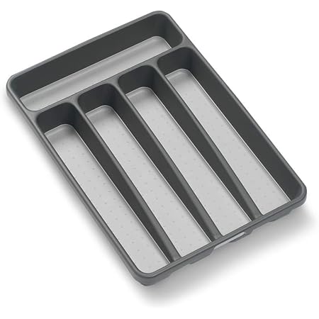 madesmart Classic Mini Silverware Tray - Granite | CLASSIC COLLECTION | 5-Compartments | Kitchen Organizer |Soft-grip Lining and Non-slip Rubber Feet | BPA-Free