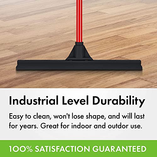 Rubber Floor Squeegee By Ravmag - Heavy-Duty With 17.7 Inch Wide Blade & 55 Inch Long 1Pc Handle - Cleans & Dries - Best For Garage/Concrete/Wood/Tile Floors, Shower Glass Doors, Windshield & Windows #TOP5