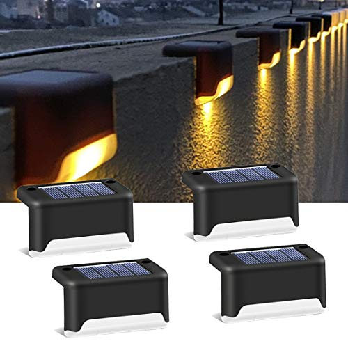 Preisvergleich Produktbild Solarleuchte Garten,Solar Zaun Beleuchtung,Solares Stufenlicht,1W, Warmweiß, Außenlicht,Wasserdichte IP55, für Treppen, Wandleuchte Aussen,1.2V, 4er Pack