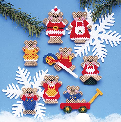 Tobin Christmas Teddy Bears Plastic Canvas Ornament Kit, 3" 7 Count Set Of 8 #TOP23