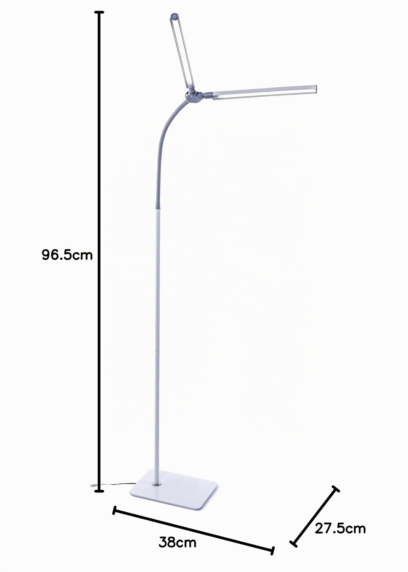 Daylight DuoPro™ LED Stehlampe – Doppelschirm, 6000K, 2090 Lux, 4 Helligkeitsstufen, Flexibler Arm, Stehleuchte für Wohnzimmer, Salons, Wimpern-, Augenbrauen- & Tattoo-Arbeit, Weiß