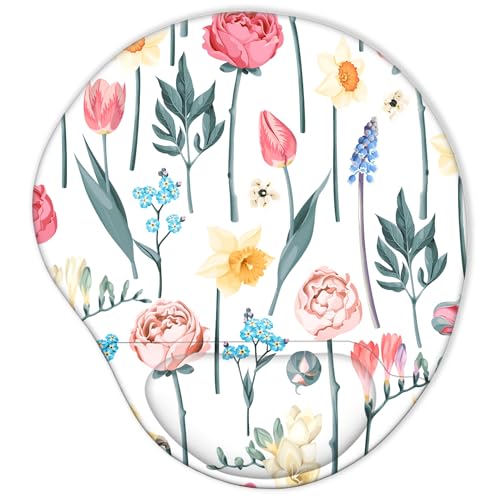 HODYXIN Ergonomic Mouse Pad with Wrist Support,Cute Mouse Pads with Wrist Rest,Comfortable Mouse Pad for Home Office Gaming Working Computers Laptop,Pain Relief with Non-Slip PU Base (Rose)