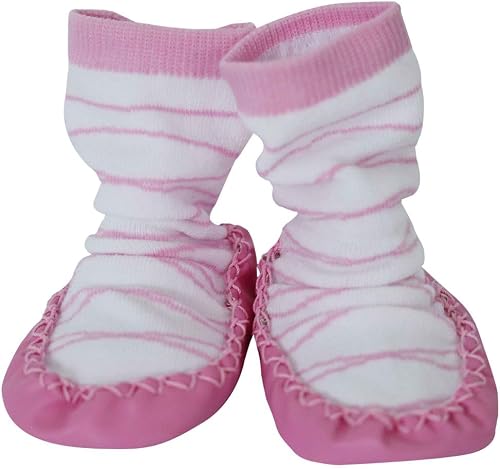 Snuggletime Snug-On Moccasins for 12-18 months Babies, Pink Stripes