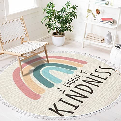 Tapete Boho Redondo 120 cm Colorido con Flecos