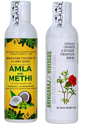 Gooseberry, Fenugreek, Curry Leaves Hair Oil and Bhringraj, Brahmi, Hibiscus Hair Oil Bundle