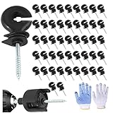 100Pcs Black Electric Fence Insulator Screw-in Insulator Fence Ring Post Wood Post insulators and 1