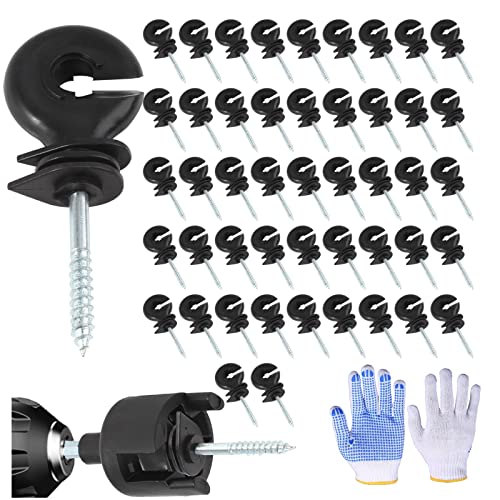 100Pcs Black Electric Fence Insulator Screw-In Insulator Fence Ring Post Wood Post Insulators And 1 Pc Free Insulator Socket Tool(Grid System Accessories For Animal Husbandry Electronic) #TOP2