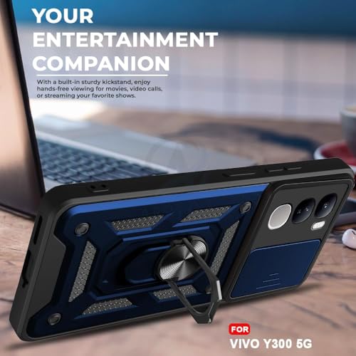 Image of AIBEX Back Cover for Vivo Y300 5G | D10 Tough Armor Case | Sliding Camera Shield | 360 Protection | Kickstand Ring Holder | Military-Grade Shockproof Bumper Case