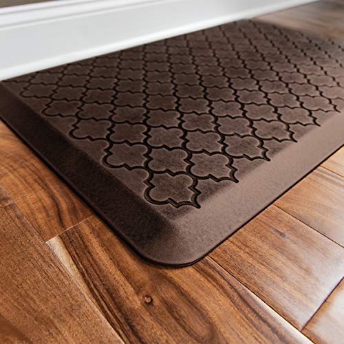 Wellnessmats Trellis 3/4" Polyurethane Anti Fatigue Floor Mat - Cushioned Comfort & Support For Home, Kitchen, Garage, Office Standing Desk - Non-Slip, Non-Toxic, Durable - 36" X 24" - Antique Dark #TOP3