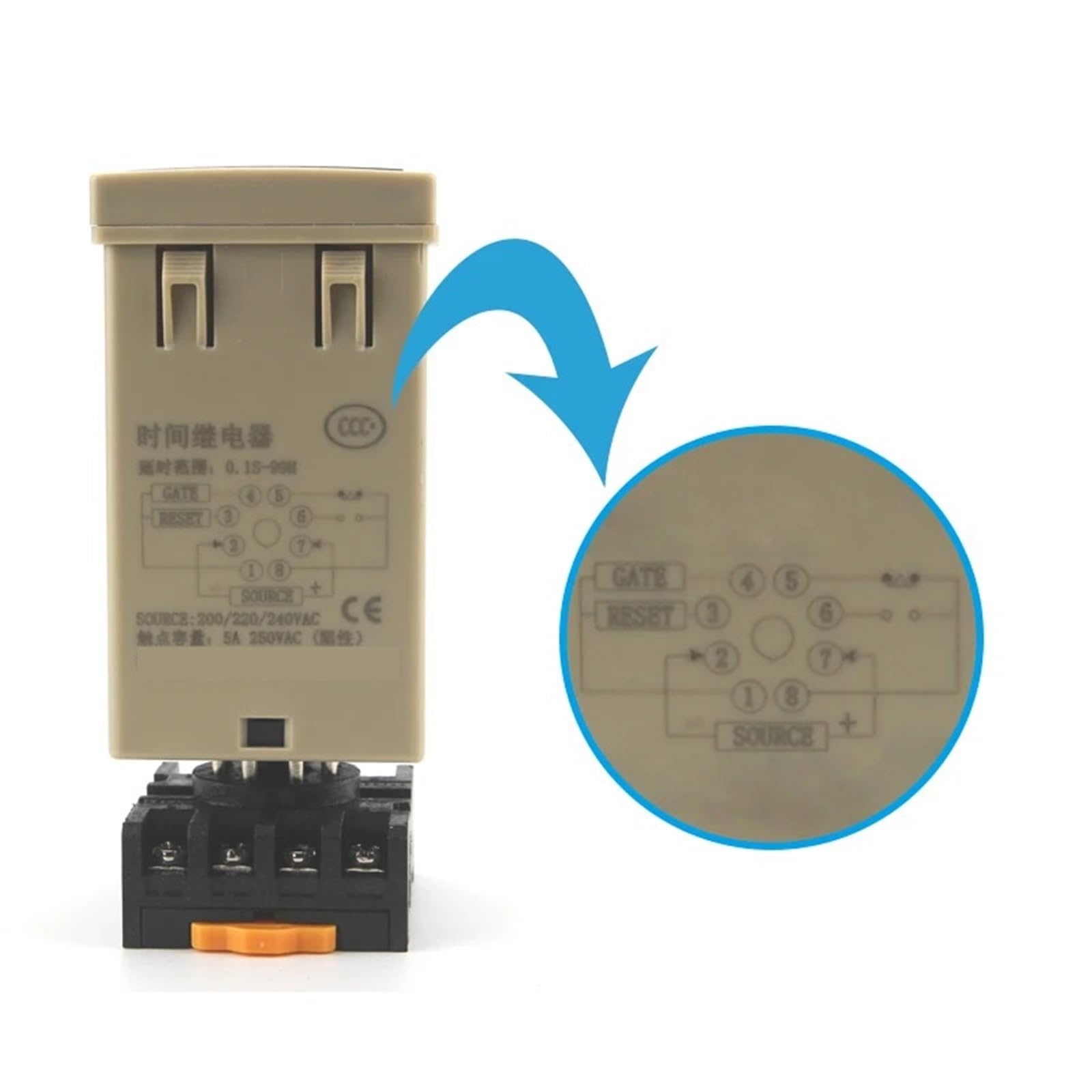 Interruptor de relé de Tiempo programable LED Digital DH48S-S con Base de Enchufe 12V 24V 220V 380V Temporizador de retardo 0,01 S-99H(AC 220V)