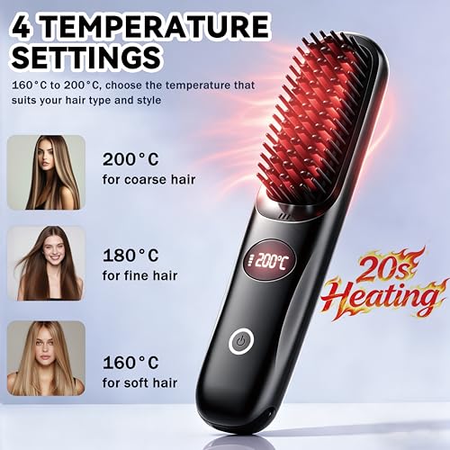 Cepillo alisador inalámbrico para cabello y barba miniatura 3