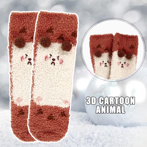 Image of Benefeet Sox Funny Animal Fuzzy Socks for Women Girls - Cute Fluffy Slippers, Cozy Warm Winter Plush Sleeping Socks