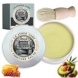 Leather & Furniture Repair Salve with Applicator Brush, 2025 Upgraded Leather Conditioner & Polisher, Natural Moisturizer Restorer for Wood, Couch, Car Seats & Shoes