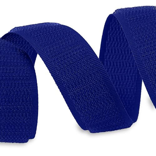 Image of 1 Inch Royal Blue Hook and Loop Tape 5 Yards Sew on Non-Adhesive Nylon Heavy Duty Strips Fabric Roll Fastener Set Ideal for Military Form Bags Clothes Shoes Backpacks Home Office School Craft DIY