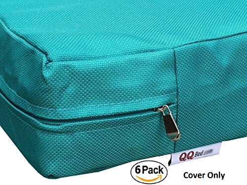 QQbed 6 Pack Outdoor Patio Chair Washable Cushion Pillow Seat Covers Extra Large 24"X22"X4" - Replacement Covers Only (24"X22"X4" 6 Pack, Blue) - Thumbnail 4