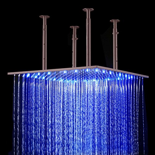 Cascada Luxury Bathroom Shower Set With Luxury Water Power Led Shower Head (Ceiling Mount) Rainfall Thermostatic 6 Massage Jets Spray Body Shower Set (20", Oil Rubbed Bronze) #TOP1