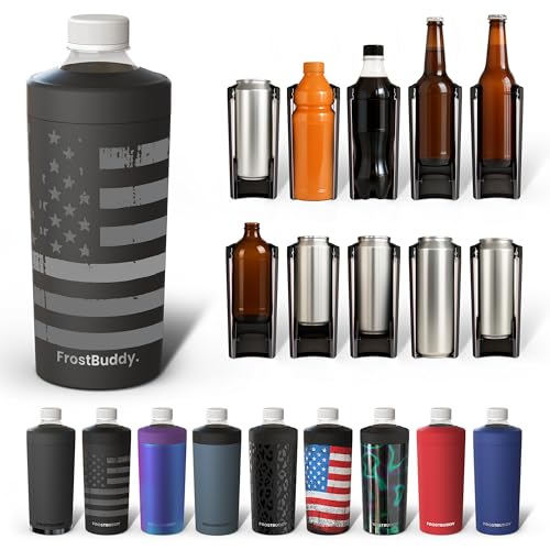 Image of Universal Buddy XL Can Cooler by Frost Buddy - Fits 12-ounce, 16-ounce, 20-ounce, and 24-ounce Cans and Bottles - Keep Your Drinks Refreshingly Chilled for over 12 hours. (Gunmetal Glory)