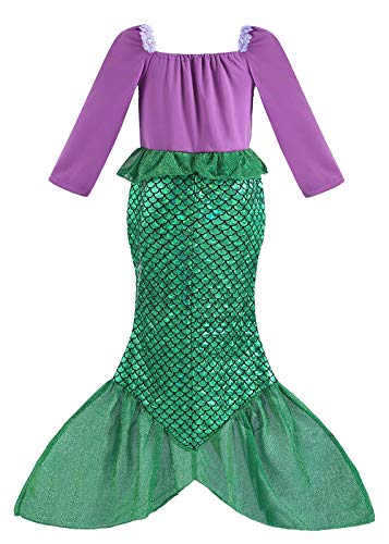 Aliziway Little Girl Mermaid Princess Dresses Ariel Costume For Grils Birthday Party Halloween Cosplay Costumes (8-10 Years) Y058Xxl #TOP1
