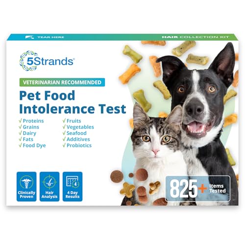 5Strands Pet Food Intolerance Test, at Home Sensitivity Test for Dogs & Cats, 575 Items Tested, Hair Analysis, Accurate for All Ages & Breeds, Pet Gut Health, Results in 4 Days