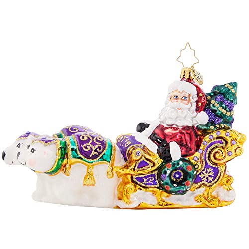 Christopher Radko Hand-Crafted European Glass Christmas Decorative Ornament, Polar Pals Sleigh Ride