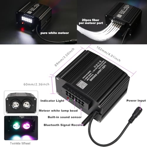 Image of AZIMOM Dual Color Mixed860pcs 13.1ft Twinkle Fiber Optic Starlight Headliner+ Pure White Meteor 240pcs Shooting Star, Sound Mode APP& Remote Control 2 in 1 Starlight Meteor Kits for Car Home Ceiling