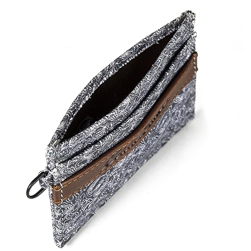 Eddie Bauer Mens Pioneer Leather and Canvas Card Case Wallet - Grey4