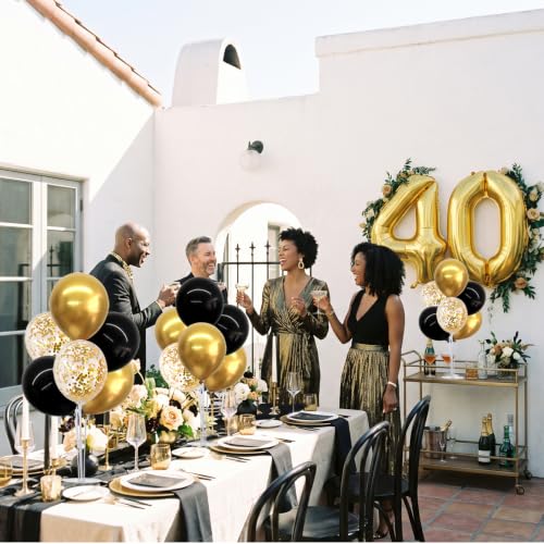 Image of TONIFUL 4 Set Black Gold 40 Balloon Stand Balloon Centerpieces for Table