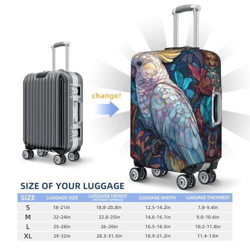 Stained Glass Cockatoo Elastic Travel Luggage Covers Dustproof Scratch-Resistant Suitcase Protector Fit 22-24 Inch4