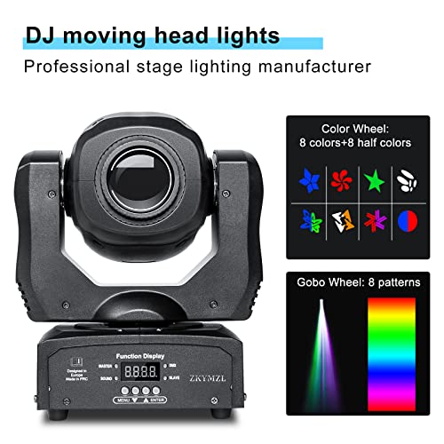 Image of ZKYMZL LED Moving Head DJ Light 80W Stage Lighting 8 Gobos 8 Colors & 8 Half Colors with DMX512 Control 9 /11 Channels - LED Strobe Lights Disco Lights for Parties Wedding Club,Corded Electric,Black