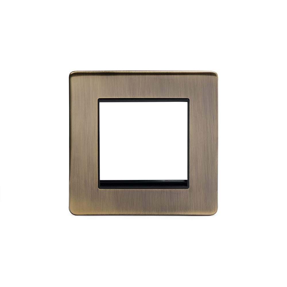 Soho Lighting Antique Brass 1 Gang Euro Module Faceplate Blk Ins Screwless