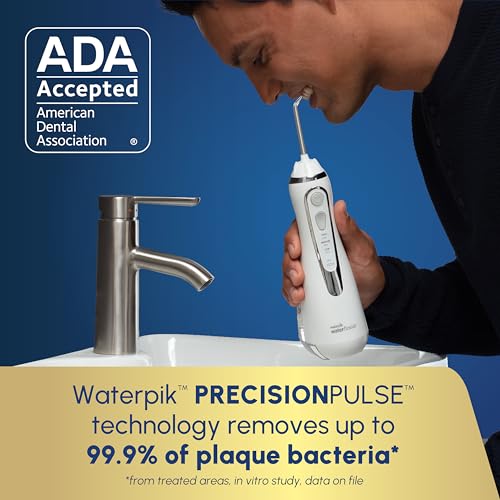 Image of Waterpik Cordless Advanced 2.0 Water Flosser For Teeth, Gums, Braces, Dental Care With Travel Bag and 4 Tips, ADA Accepted, Rechargeable, Portable, and Waterproof, White WP-580, Packaging May Vary