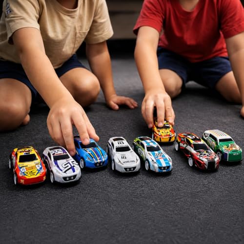 Image of Mini Racing Metal Pull Back Car Set 10 Pcs Die Cast Sports Cars High Speed Pull Back Action Toy with Metal Body Racing Vehicles Premium Hard Box Gift Pack for Kids Birthday Return Gift Collectible Set