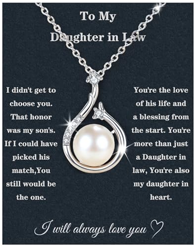 Christmas Gifts For Daughter In Law Necklace 925 Sterling Silver Daughter In Law Gifts From Mother In Law Birthday Gifts With Message Card &Gift Box