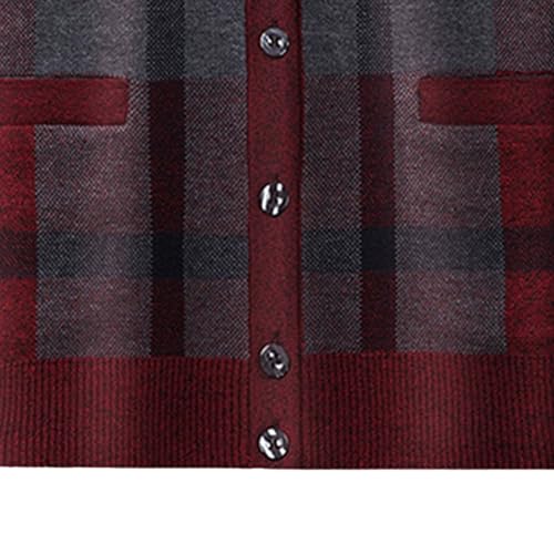 Buttons Argyle Pattern Mens Cardigans Men V Neck Pocket Sweaters Cardigan Slim Fit Button Knit Sweater4