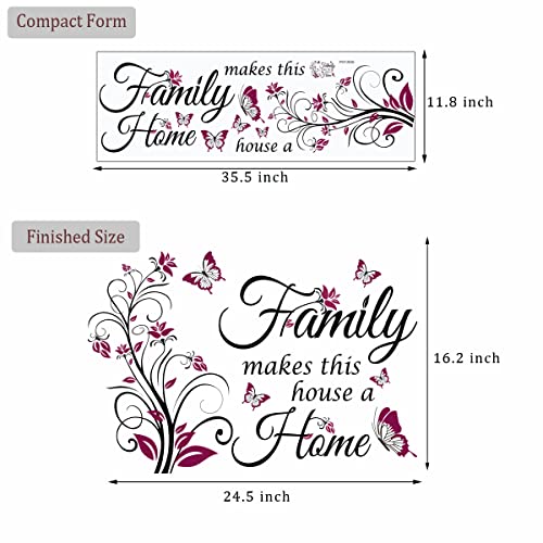 Purple Family Wall Decor Inspirational Wall Decals Quotes Family Makes This House A Home Wall Stickers Removable Vinyl Diy Family Flowers Vine Wall Decoration Butterfly Mural Stickers For Home Decor. #TOP6