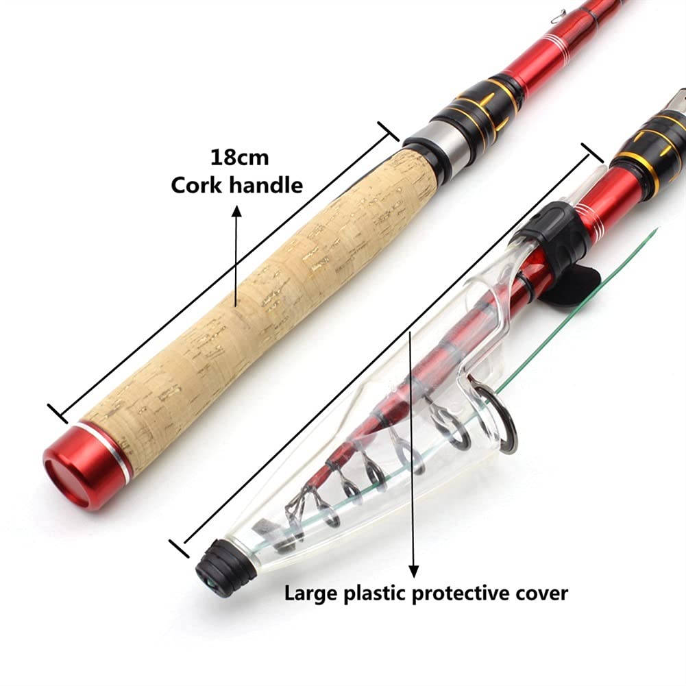 Canne à Pêche Télescopique Carbone 1,2 à 2,1 M – Légère (30-60 G), Compacte 38 Cm, Pour Débutants Et Enfants, Polyvalente Carpe, Tilapia, Poisson-chat