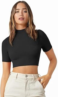 Dream Beauty Fashion Women's High/Turtle Neck Short Sleeves Stylish Casual Crop Top, 17 Inches Price In India