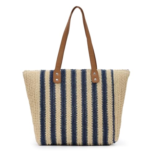 HomKuch Bolsos de paja para mujeres bolsos tejidos de playa de verano bolsos tejidos ligeros bolsos de Bohemia bolsos