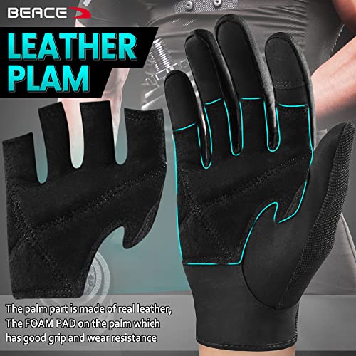 Beace Full Finger Weight Lifting Gym Gloves With Anti-Slip Leather Palm For Workout Exercise Training Fitness And Bodybuilding For Men & Women thumb #2
