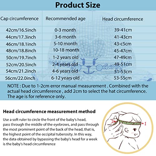 Image of SNOWIE SOFT Baby Hats for Girls, Hat for Baby Girl, Summer Hat Rabbit Ears Sun Hat Blue Stripy Bucket Hat for Outdoor UV Protection Baby Cap 6-12 Months