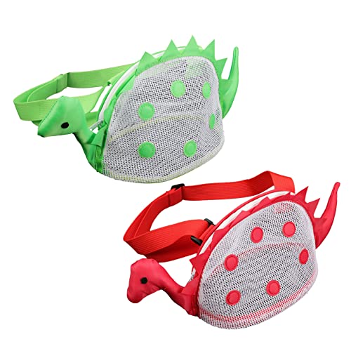 Beavorty Shell Bags for Kids Mesh Beach Bag Set Dinosaur Lightweight Easy to Carry Beach Toys Organizer