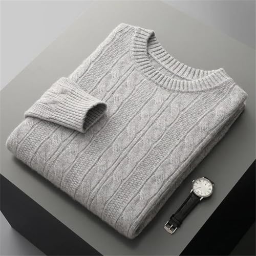 Men's Merino Wool Knit Winter Round Neck Sweater Loose Thicken Bottoming Pullover4