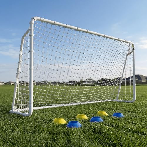 Gadewey 12x6 FT Soccer Goal for Backyard 8x6 16x7 FT Rust-Proof Reinforced Metal Soccer Goals with PE Soccer Net Target Net & Training Cones Outdoor Soccer Net for Kids Youth Training or Team Games