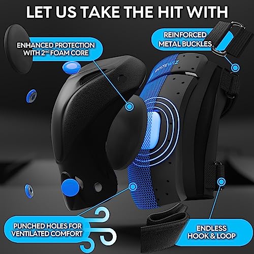 SKATEWIZ Knee Pads for Kids, PROTECT-1, Kids Knee and Elbow Pads for Children, M Blue, Skateboard - Image 2