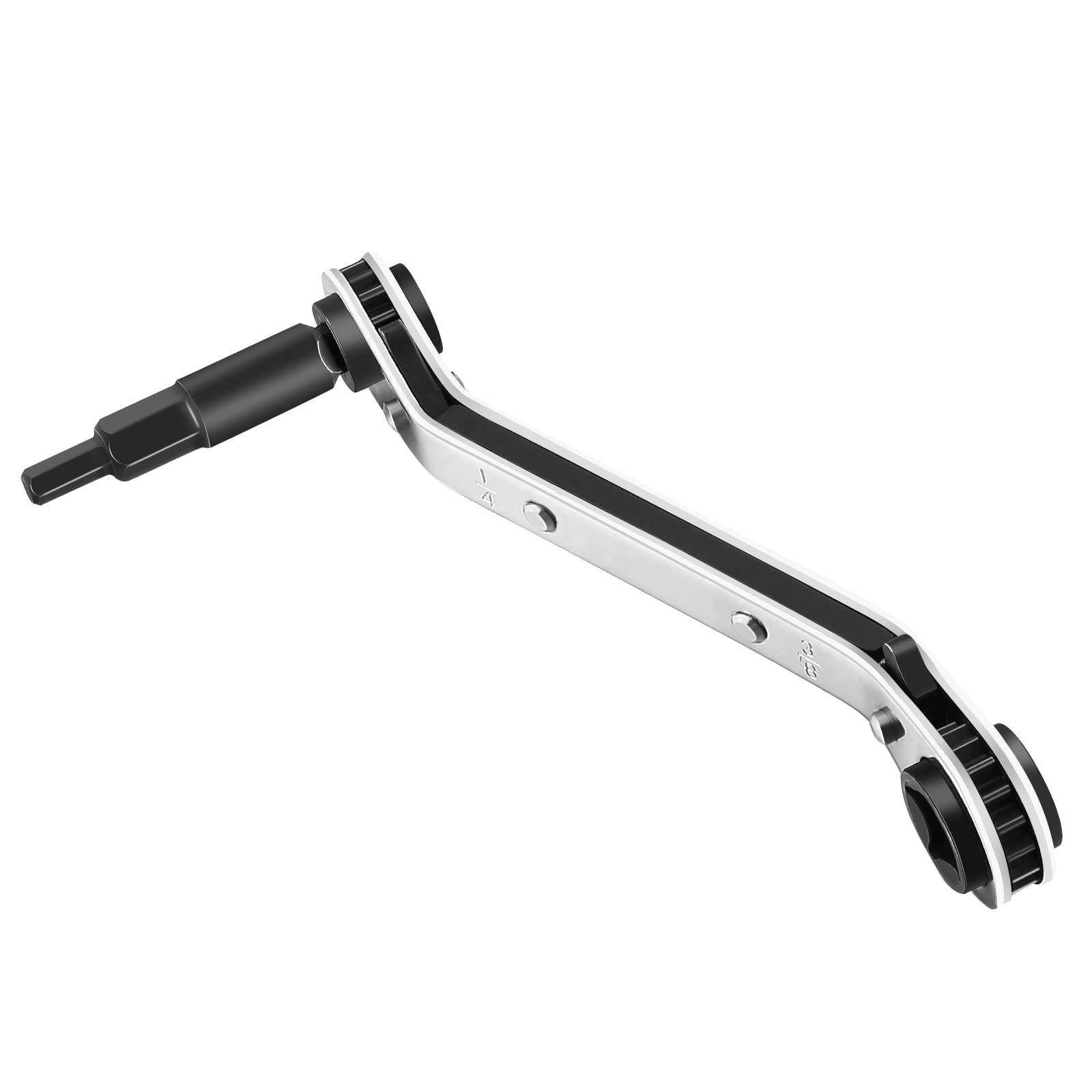 WADEO HVAC Ratchet Wrench – 3/8" To 1/4" Service Tool With Hex Bit Adapter For AC, Refrigeration & Equipment Repair (Reversible, Compact)